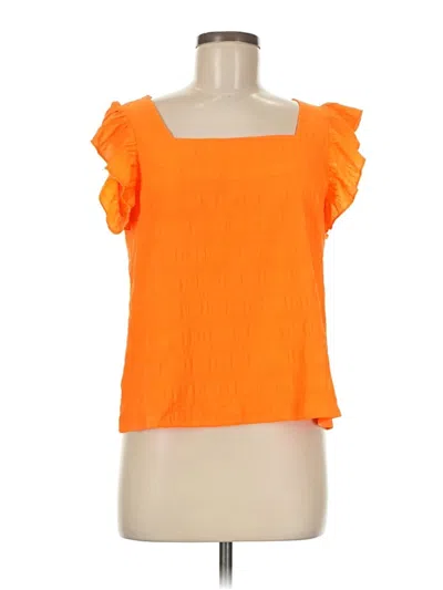 Pre-owned Shein Short Sleeve Top Orange Square Neckline Tops