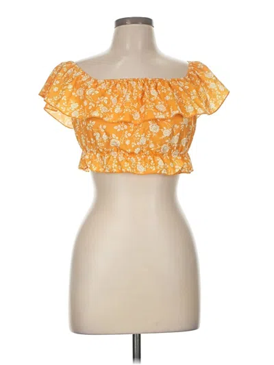 Pre-owned Shein Short Sleeve Top Orange Strapless Neckline Tops