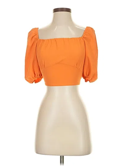 Pre-owned Shein Short Sleeve Top Orange Strapless Neckline Tops