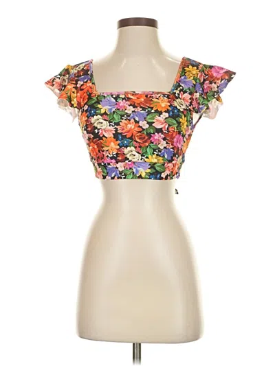 Pre-owned Shein Short Sleeve Top Orange Sweetheart Neckline Tops
