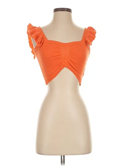 Pre-owned Shein Short Sleeve Top Orange Sweetheart Neckline Tops