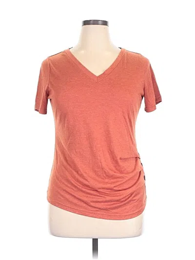 Pre-owned Shein Short Sleeve Top Orange V-neck Tops