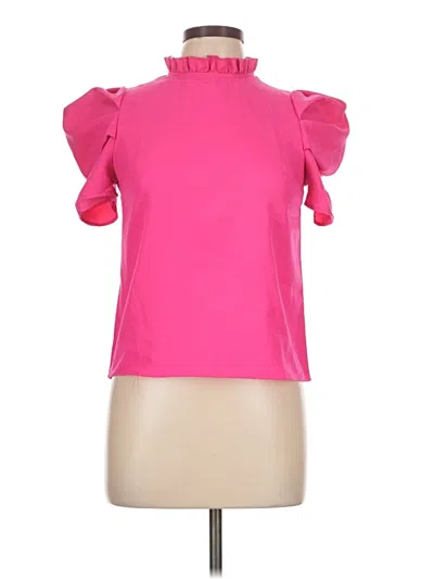 Pre-owned Shein Short Sleeve Top Pink Cold Shoulder Neckline Tops
