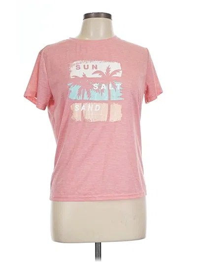 Pre-owned Shein Short Sleeve Top Pink Crew Neck Tops