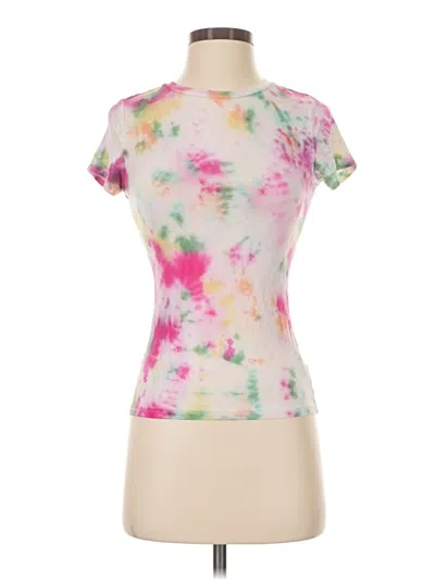 Pre-owned Shein Short Sleeve Top Pink Tie-dye Pattern High Neck Tops