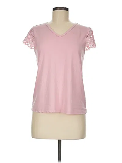 Pre-owned Shein Short Sleeve Top Pink V-neck Tops