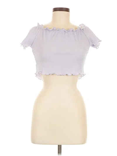 Pre-owned Shein Short Sleeve Top Purple Strapless Neckline Tops