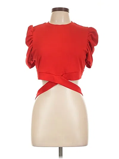 Pre-owned Shein Short Sleeve Top Red Keyhole Neckline Tops