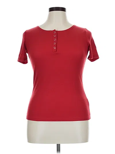 Pre-owned Shein Short Sleeve Top Red Keyhole Neckline Tops