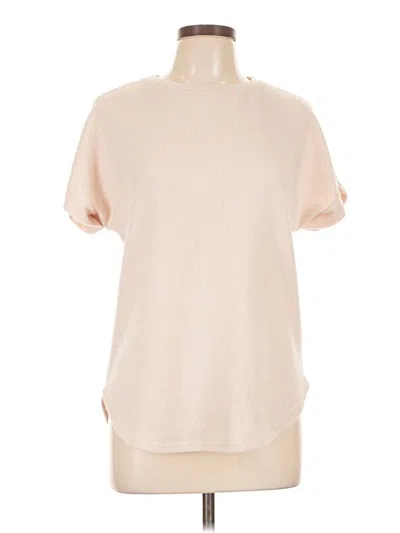 Pre-owned Shein Short Sleeve Top Tan Mock Neckline Tops In Brown