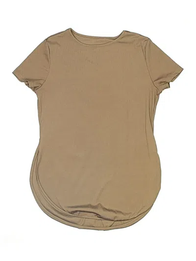 Pre-owned Shein Short Sleeve Top Tan Scoop Neck Tops In Brown