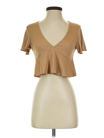 Pre-owned Shein Short Sleeve Top Tan Sweetheart Neckline Tops