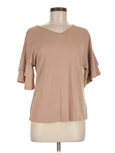 Pre-owned Shein Short Sleeve Top Tan V-neck Tops