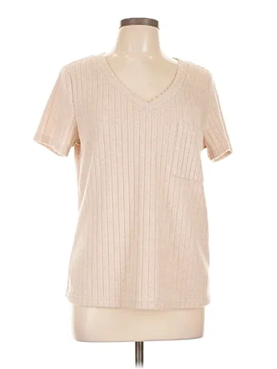 Pre-owned Shein Short Sleeve Top Tan V-neck Tops