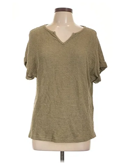 Pre-owned Shein Short Sleeve Top Tan V-neck Tops