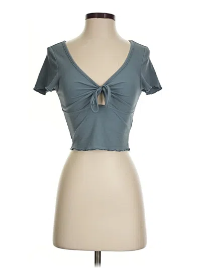 Pre-owned Shein Short Sleeve Top Teal Sweetheart Neckline Tops