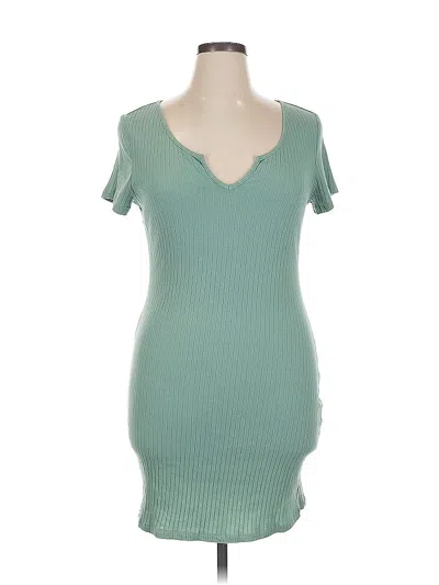Pre-owned Shein Short Sleeve Top Teal Sweetheart Neckline Tops In Blue