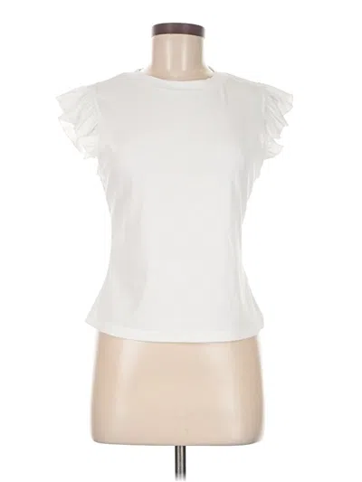 Pre-owned Shein Short Sleeve Top White Ruffles Neckline Tops