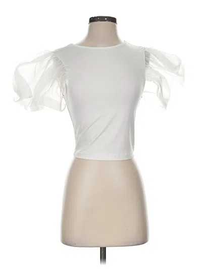 Pre-owned Shein Short Sleeve Top White Ruffles Neckline Tops
