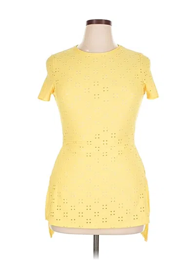 Pre-owned Shein Short Sleeve Top Yellow Crew Neck Tops