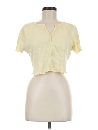 Pre-owned Shein Short Sleeve Top Yellow Sweetheart Neckline Tops