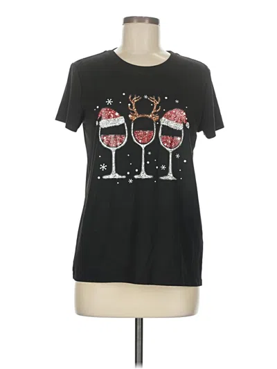 Pre-owned Shein Short Sleeve T-shirt In Black