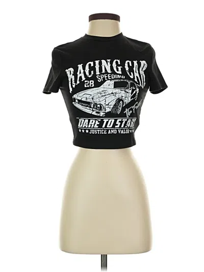 Pre-owned Shein Short Sleeve T-shirt In Black
