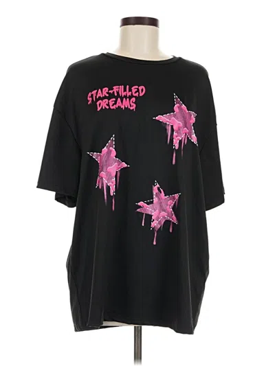 Pre-owned Shein Short Sleeve T-shirt In Black