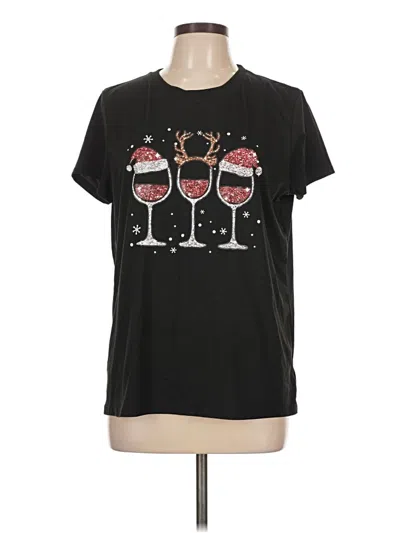 Pre-owned Shein Short Sleeve T-shirt In Black