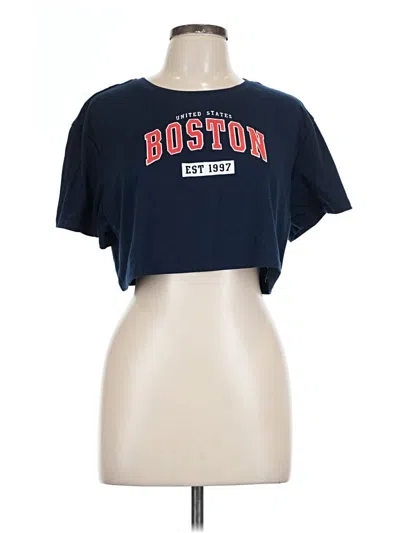 Pre-owned Shein Short Sleeve T-shirt In Blue