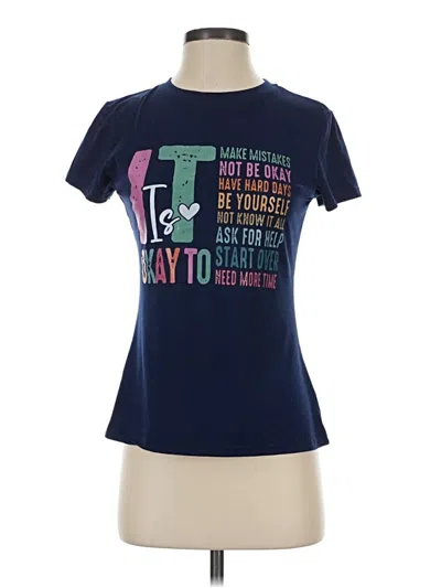Pre-owned Shein Short Sleeve T-shirt In Blue