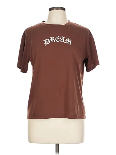 Pre-owned Shein Short Sleeve T-shirt In Brown