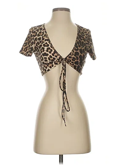 Pre-owned Shein Short Sleeve T-shirt In Brown