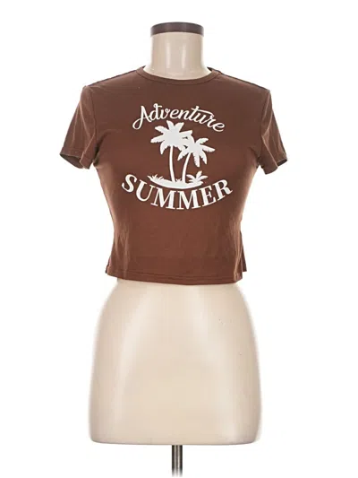 Pre-owned Shein Short Sleeve T-shirt In Brown