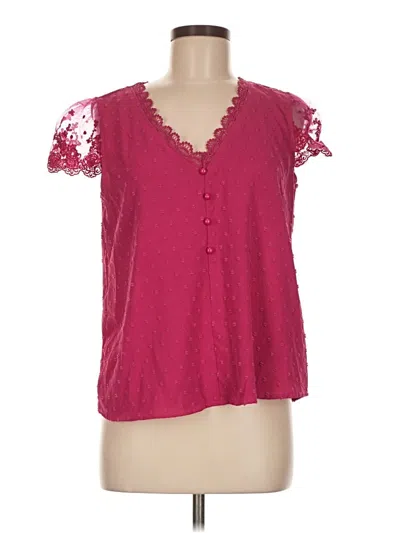 Pre-owned Shein Short Sleeve T-shirt In Burgundy