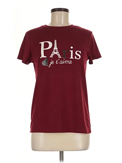 Pre-owned Shein Short Sleeve T-shirt In Burgundy