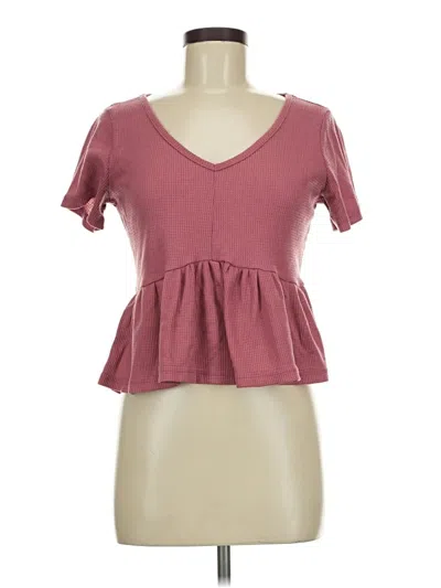 Pre-owned Shein Short Sleeve T-shirt In Burgundy