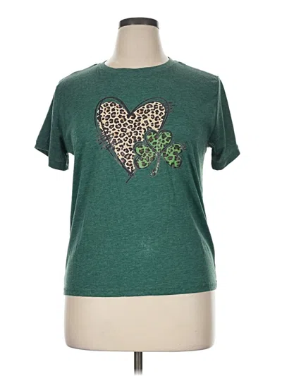 Pre-owned Shein Short Sleeve T-shirt In Green
