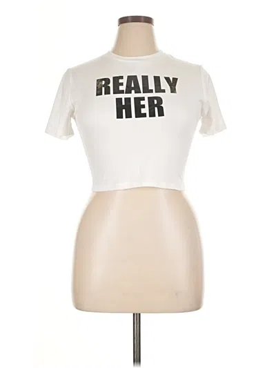 Pre-owned Shein Short Sleeve T-shirt In Ivory