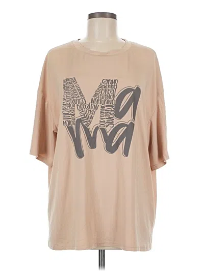 Pre-owned Shein Short Sleeve T-shirt In Tan