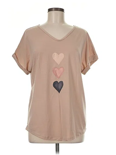 Pre-owned Shein Short Sleeve T-shirt In Tan