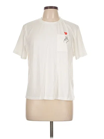Pre-owned Shein Short Sleeve T-shirt In White