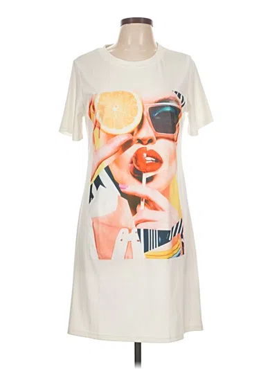 Pre-owned Shein Short Sleeve T-shirt In White