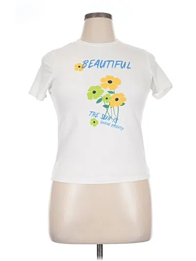 Pre-owned Shein Short Sleeve T-shirt In White