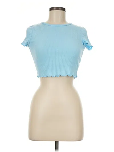 Pre-owned Shein Short Sleeve Turtleneck In Blue