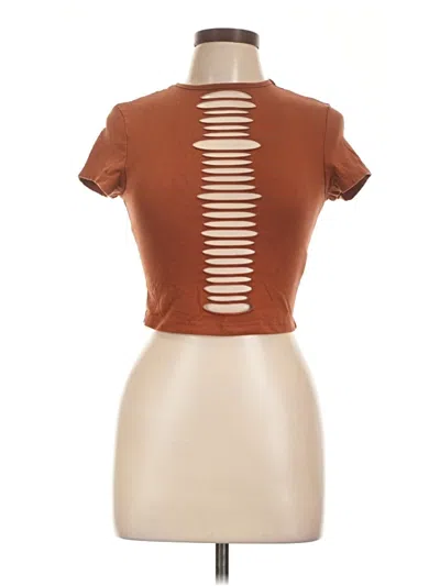Pre-owned Shein Short Sleeve Turtleneck In Brown