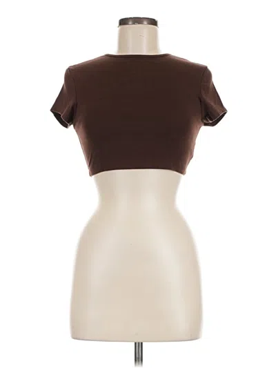 Pre-owned Shein Short Sleeve Turtleneck In Brown