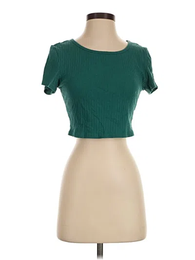 Pre-owned Shein Short Sleeve Turtleneck In Green