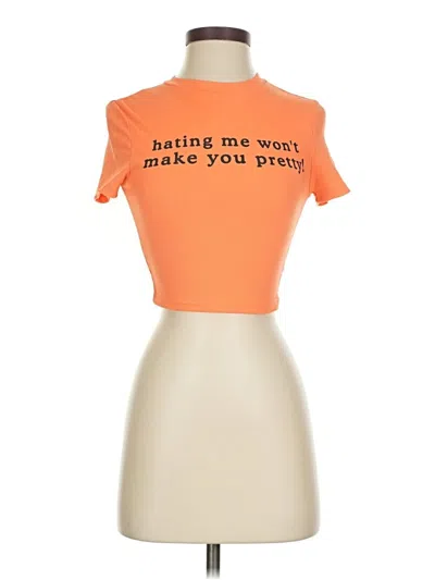 Pre-owned Shein Short Sleeve Turtleneck In Orange