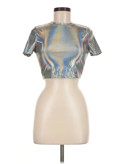 Pre-owned Shein Short Sleeve Turtleneck In Silver